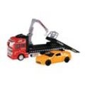 Toi-Toys 24087B - Metal World Spielzeugauto - Abschleppwagen mit Hebebühne & Auto abschleppen