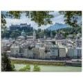 Glasbild ARTLAND "Salzburg Blick auf die Altstadt" Bilder Gr. B/H: 80 cm x 60 cm, Glasbild Österreich Querformat, 1 St., grau Glasbilder
