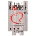 Garderobenleiste ARTLAND "Liebe ist..." Garderobenhalter Gr. B/H/T: 63 cm x 114 cm x 2,8 cm, grau Haken