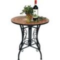 Tisch Mosaik Metall Mosaiktisch ø 60 cm 12001 Gartentisch Mediterran Wetterfest Bistrotisch Beistelltisch Garten mit Naturstein - Dandibo