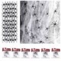 6 Packungen Halloween-Spinnennetz-Dekoration, 6 x 100 g Spinnennetze mit 6 x 30 falschen Spinnen für Halloween-Deko-Stütze für