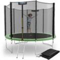 Trampolin Outdoor - tüv Rheinland geprüft, Komplett-Set für Kinder, usa Sprungtuch, Sicherheitsnetz, Randpolster, Leiter - ø 305 cm, Grün-2 - Kinetic