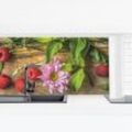 Küchenrückwand - Blumen Himbeeren Minze Größe HxB: 40x140cm Material: Smart