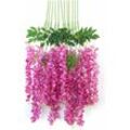 Rhafayre - Glyzinien-Simulation, dekorativer Gehweg, Rattan, lila, rosa (12 Stäbchen), 110 cm, Blumen für den Zaun zu Hause, für die Dekoration von