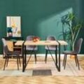 Merax Esszimmerstuhl mit Bezug aus Leinen und Metallbeine (4 St), Küchenstuhl mit Rückenlehne, Polsterstuhl, Wohnzimmerstuhl