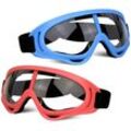 2er-Pack Schutzbrillen/Schutzbrillen/Motorradbrillen mit Bandanas – Kompatibel mit Nerf Game Battle for Kids (Rot + Hellblau) - Minkurow