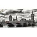 Wandbild ARTLAND "London Westminster Bridge & Red Buses" Bilder Gr. B/H: 150 cm x 75 cm, Wandaufkleber - Vinyl Großbritannien, 1 St., schwarz Kunstdrucke