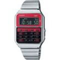 CASIO VINTAGE Chronograph, Quarzuhr, Armbanduhr, Retro, Taschenrechner, digital, Damen, Herren, silberfarben