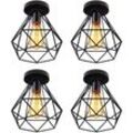 Axhup - Deckenlampe, Deckenleuchte im Retro Look, Material: Stahl, Farbe: Schwarz, Fassung: E27 Schwarz - 4PCS