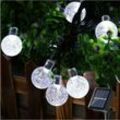 MINKUROW Outdoor-Lichterkette, 7,5 m, 50 LED-Kristallkugeln, Solar-Lichterkette, 8 Modi, wasserdicht, Dekorationslicht für den Innenbereich, Haus,