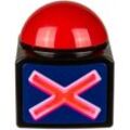 Buzzer Alarm mit led und Sound rot/schwarz/blau, 100 % Kunststoff, batteriebetrieben, Geschenkverpackung.