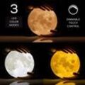 Minkurow - 3D Mondlicht Led Touch Mondlicht 3 Farben, 15cm, usb Wiederaufladbares Mond Nachtlicht Für Schlafzimmer Wohnzimmer Café Geburtstag