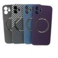 Magnetic Carbon Case kompatibel mit iPhone 12 Pro Max MagSafe Handyhülle Bumper Cover Grau