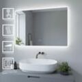 Led Badspiegel mit Kaltweiß Beleuchtung 100x70 cm Antibeschlag Badezimmerspiegel Dimmbar Touch Schalter Lichtspiegel Wandspiegel abgerundete Ecken