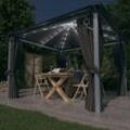 Maisonchic - Pavillon Pop-Up, Gartenpavillon, Pagodenzelt, Faltpavillon mit Vorhängen & LED-Lichterkette 3x3 m Anthrazit Alu KLI55723