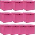 10 Stk. Aufbewahrungsboxen,Werkzeugaufbewahrung,Lagerbox mit Deckeln Rosa 32x32x32 cm Stoff CIW25066 Maisonchic