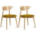 Esszimmerstühle 2 St rabi Gestell aus Massivholz, Gelb, Stoff/Holz, Scandinavian, 47x79x45 cm - Konsimo