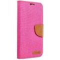 Samsung - Elegante Buch-Tasche Hülle Fancy Canvas Book-Style Kartenfächer Wallet Schale kompatibel mit iPhone 12 Rosa - Schwarz