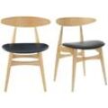 Stuhl Holz h und PU Schwarz skandinavisches / japanisches Design WALFORD - Holz hell / Schwarz