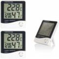 3er-Pack Digitales Thermometer mit großem LCD-Display und Temperatur, Uhr, Hygrometer, Wetter und Luftfeuchtigkeit für Zuhause und Büro - Rhafayre