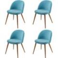 4er-Set Esszimmerstuhl HHG 103, Stuhl Küchenstuhl Retro 50er Jahre Design, Samt türkis - turquoise