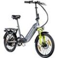Zündapp E-Bike Faltrad ZT20R 20 Zoll RH 35cm 6-Gang 468 Wh grau grün