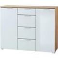 GERMANIA 3982-242 GW-TELDE Sideboard Melamin 1.340 x 400 x 1.050 mm Eiche Beige, Weiß