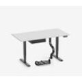 Höhenverstellbarer Schreibtisch PRIMUS + Schublade, Kabelschlange & Fußstütze - 160x80 - Schwarz / Lichtgrau - 125 kg Traglast
