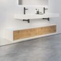 Badmöbel Sideboard Fiona Slim 1800 Weiss matt - Front Eiche-Optik