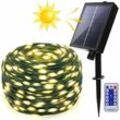 Tovbmup - Solar-Lichterkette im Freien, 20 m 200 led Solar-Lichterkette im Freien. usb + Fernbedienung + 8 Modi + IP65 wasserdicht, geeignet für