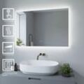 LED Badspiegel mit Kaltweiß Beleuchtung 100x70 cm Antibeschlag Badezimmerspiegel Dimmbar Touch Schalter Lichtspiegel Wandspiegel Eckige Ecken