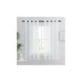 Eting - Weiße Gardinen – Set mit 2 kurzen Gardinen, 140 x 160 cm, Wohnkultur, Schlafzimmer, Küche, Organza-Tüll mit Ösen, transparenter heller