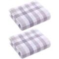 2 Stück Handtuch Handtuch, Badetuch, Gesichtstuch, Gästehandtuch, Duschtuch, Baumwolle Karomuster 34 x 72 cm grau