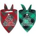 2 Pack Classic Triangle Frohe Weihnachten Druck Plaid Haustierschal - Haustier Urlaub Accessoires Dekor Style 19+Stil 20
