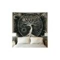 Baum des Lebens, Wandteppich, Mond und schwarze Sonne, Wandbehang, psychedelischer Wandteppich, Stern, Mandala, Hippie, Wanddekoration für