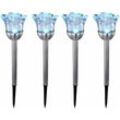 4er Set RGB LED Blumen Solar Rosen Leuchten Erdspieß Außen Steck Lampen Garten Wege Beet Farbwechsler