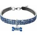 Haustierhalsband, elastisch, Strass, Strass, für kleine Hunde (20 x 5 cm)-Blau - Minkurow