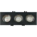 Quadratisches schwenkbares Dreifach-Downlight GU10 / MR16 - Low ugr - Ausschnitt 75 x 235mm Farbe Grau-Schwarz - Grau-Schwarz