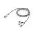Verbatim - Sync-/Ladekabel 2-in-1 - USB/Micro usb & Lightning - 100cm Stainless Steel (Silber) (48869)