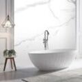 Freistehende Design Badewanne LEO aus Mineralguss - 180 x 85 x 52 cm - Weiß matt - Zubehör optional Ohne Standarmatur, Ohne Siphon