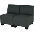 Modular 2-Sitzer Sofa Couch Moncalieri, Kunstleder dunkelgrau, ohne Armlehnen - grey