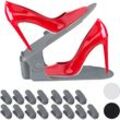 16 x Schuhstapler verstellbar, Schuhorganizer für hohe & flache Schuhe, rutschfest, Schuhhalter h 11,5-20cm, dunkelgrau