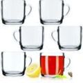 Teegläser, 6er Set, Gläser mit Griff, Glastassen für 6 personen, spülmaschinenfest, Trinkgläse - Kadax