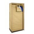 Stoff Kleiderschrank beige - 160 x 75 cm - Mobiler Schrank mit Kleiderstange