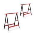 Relaxdays Arbeitsbock 2er Set, klappbar, 100 kg, HBT 74x78x40cm, Allzweckbock Werkstatt, Tapezieren, Malern, rot/schwarz