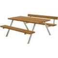 Plus Picknicktisch Alpha Stahl-Holz 177 x 173 x 73 cm teak mit Rückenlehne