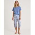 CALIDA Favourites Serenity Schlafanzug-Hose, Minimal-Print, Baumwolle, für Damen, blau, M