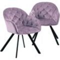 Moderne Esszimmerstühle - schicke Esstischstühle in Velvetoptik gepolsterte Stühle für Wohn- und Esszimmer, 2 St., Alt Lila-1