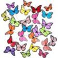 Gartendeko Schmetterling, 72er Set, Gartenstecker, 31cm hoch, Topfstecker, Outdoor Deko, Metallstab, pvc, bunt - Relaxdays