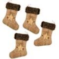 Spetebo - Nikolaus Stiefel zum Hängen und Befüllen in Kork Optik - 4er Set - Weihnachts Socke Nikolaus Strumpf